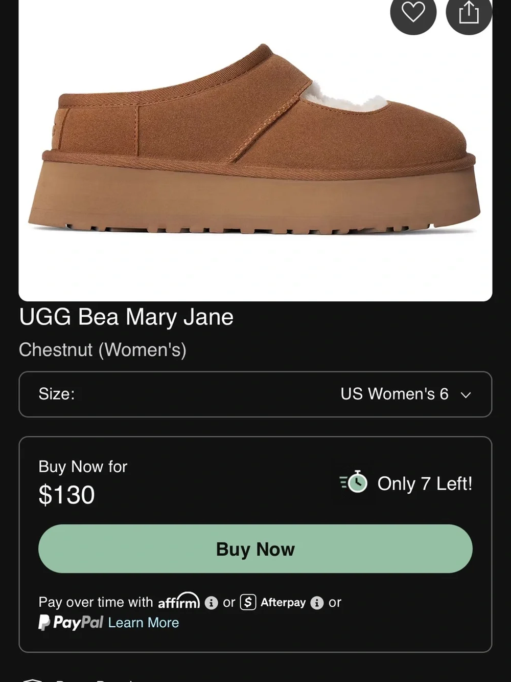 UGG Chestnut Suede Shearling Clog